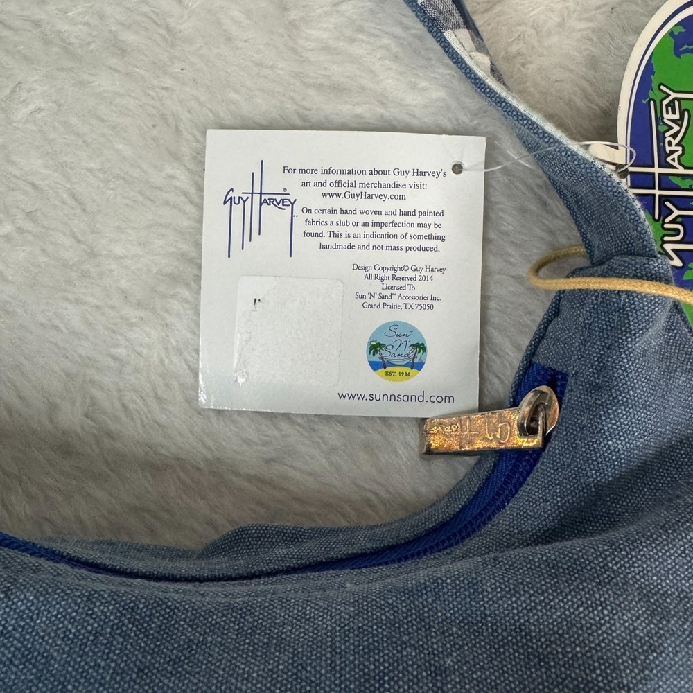 Guy Harvey Purse NWT Sea Turtle Fish Hobo Shoulder Bag Canvas Beach Tote - Picture 9 of 16